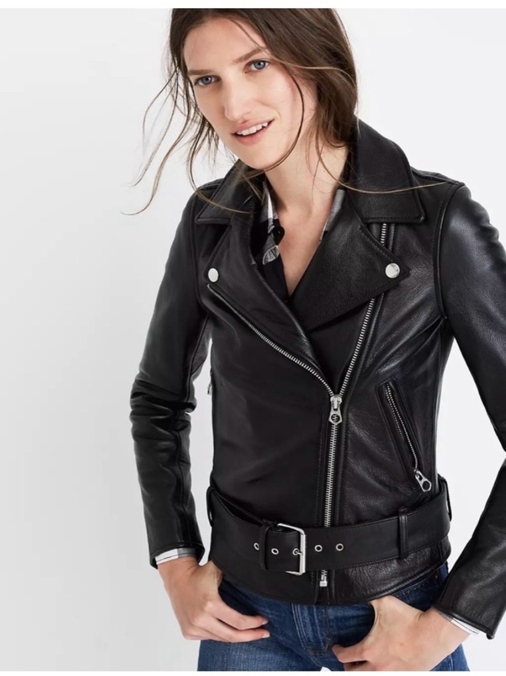 Madewell Black Leather Motorcycle Jacket - NWT size XXS retails $498